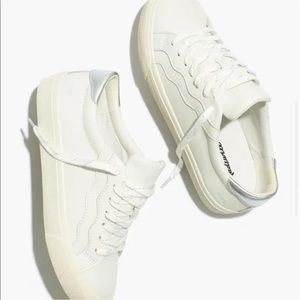 Madewell Low-Top Sneakers in White and Silver Leather Wave Edition size 10